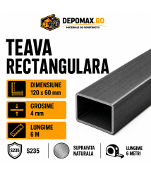 Teava rectangulara 120 x 60 x 4 mm, 6 metri